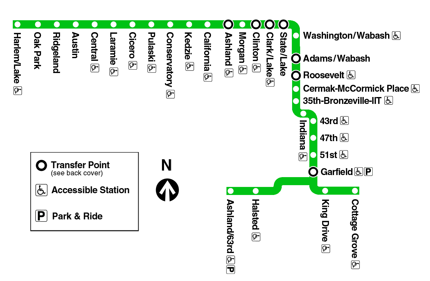 Chicago Green Line Map
